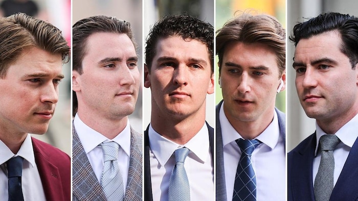 Carter Hart, Alex Formenton, Cal Foote, Michael McLeod et Dillon Dubé.
