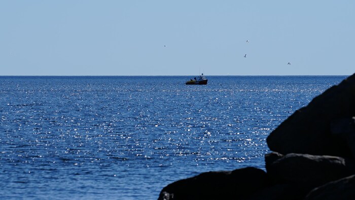 Un homardier le long des côtes de la Gaspésie.