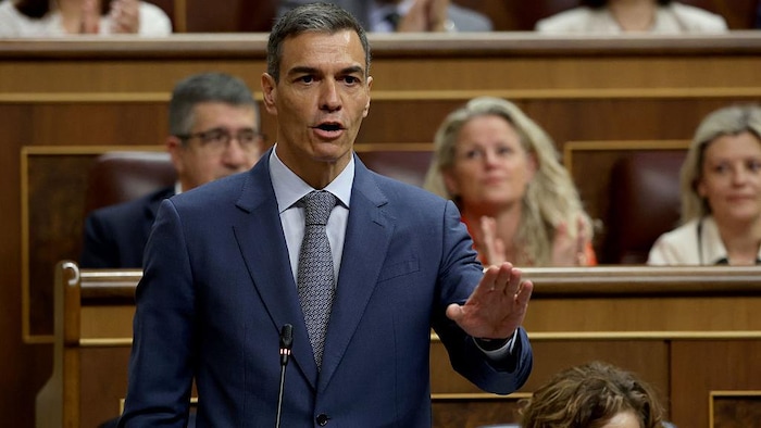 Pedro Sánchez in the Spanish Parliament.