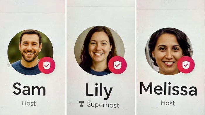 Des photos d'hôtes sur le site web d'Airbnb à l'aspect extrêmement soigné probablement général par l'intelligence artificielle.