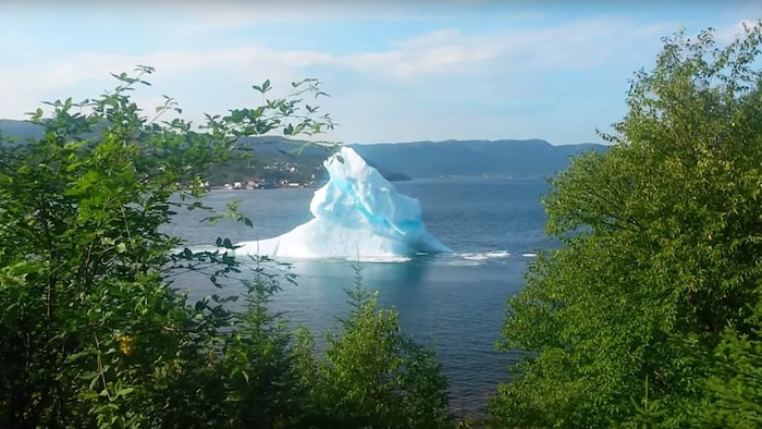 Un iceberg flottant proche des côtes.