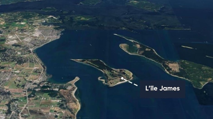 Image satellite de l'île James, en Colombie-Britannique.
