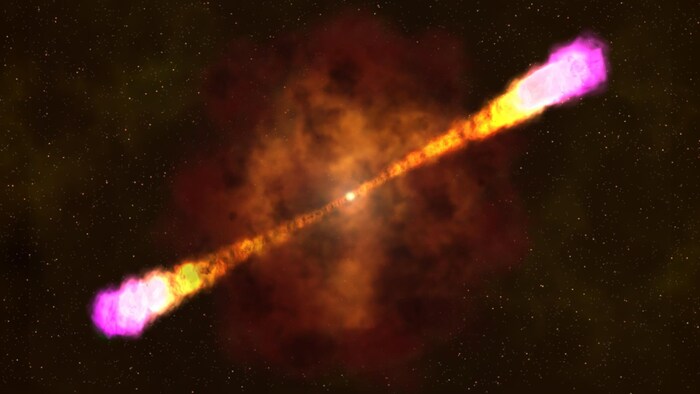 Illustration artistique d’un sursaut de rayons gamma