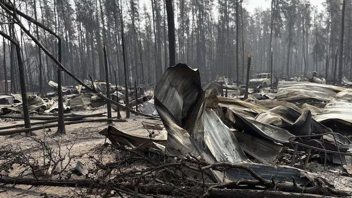 Ruines à East Trout Lake après le passage d’un incendie dévastateur.