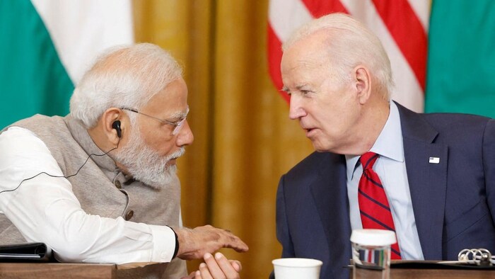 U.S. President Joe Biden and Indian Prime Minister Narendra Modi during a White House meeting.