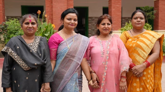 ‘We want to reclaim our temple,’ said Sita Sahu, second from the left, one of the five women who launched the initial court challenge over Varanasi’s Gyanvapi mosque. Also pictured, from left, are Laxmi Devi, Manju Vyas and Rekha Pathak. 