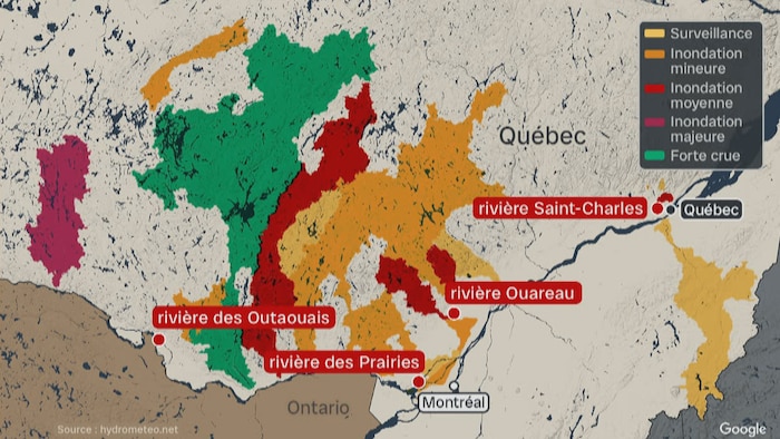 Carte des inondations.