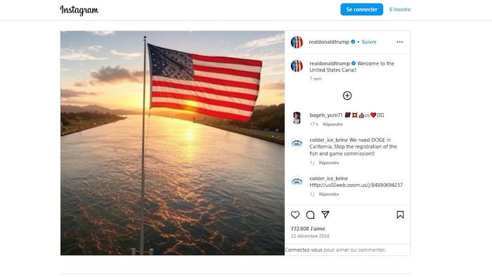 Un drapeau américain surplombe le canal.