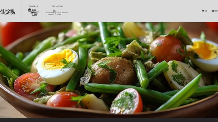 Une capture d'écran du site Cuisinons l'inflation