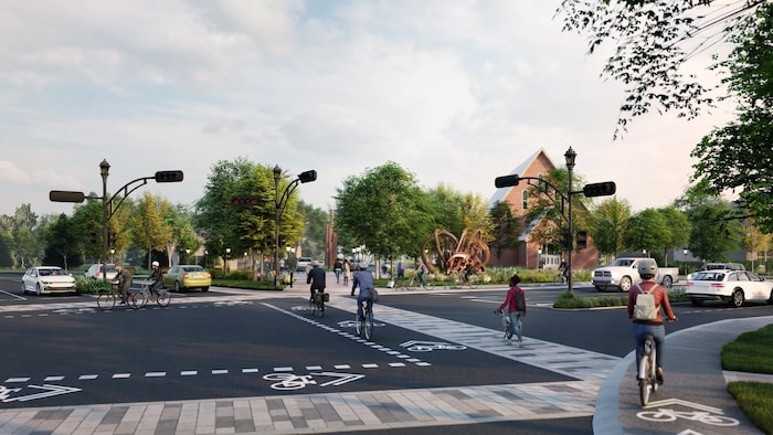 Le concept préliminaire pour le réaménagement de l'intersection.