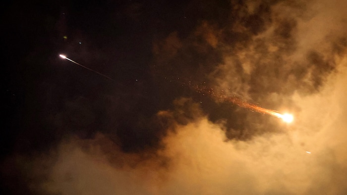 Rut of rockets in the sky.