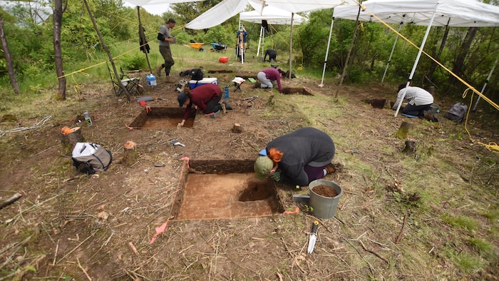 Des étudiants en pleine action lors des fouilles archéologiques qui ont eu lieu du 26 mai au 22 juin 2019.