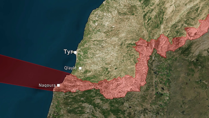 A map showing the 'buffer zone' and its extension to the sea.