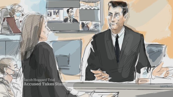 Une illustration judiciaire de Jacob Hoggard.