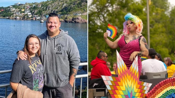Un photomontage d'un homme et de son alter-ego drag queen.