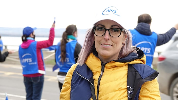 Jenny Tardif photographiée pendant la manifestation du 30 avril.