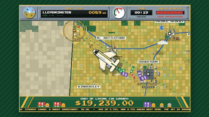 Un jeu vidéo mis en ligne par le Nouveau Parti démocratique de la Saskatchewan pour narguer le Parti saskatchewanais et le député Kevin Weedmark qui a voyagé en jet privé.