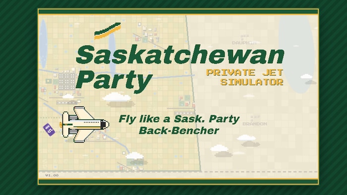 Un jeu vidéo mis en ligne par le Nouveau Parti démocratique de la Saskatchewan pour narguer le Parti saskatchewanais et le député Kevin Weedmark qui a voyagé en jet privé.