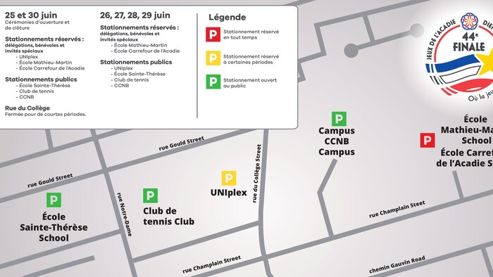 Une carte des stationnements autorisés et réservés.