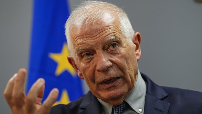 Le chef de la politique étrangère de l'Union européenne, Josep Borrell, lors d'une conférence de presse commune avec le ministre libanais des Affaires étrangères à Beyrouth, au Liban, le samedi 6 janvier 2024. 