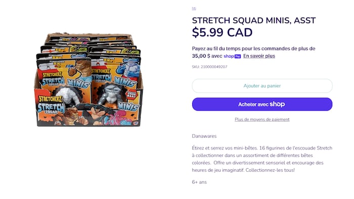 Un jouet en vente au Canada potentiellement contaminé à l'amiante.