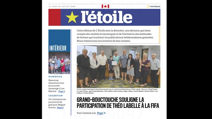 La une du journal l'Étoile.