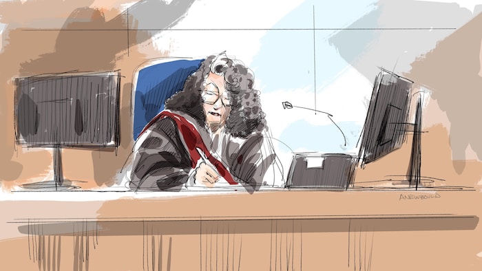 Un croquis de la juge Maria Carroccia