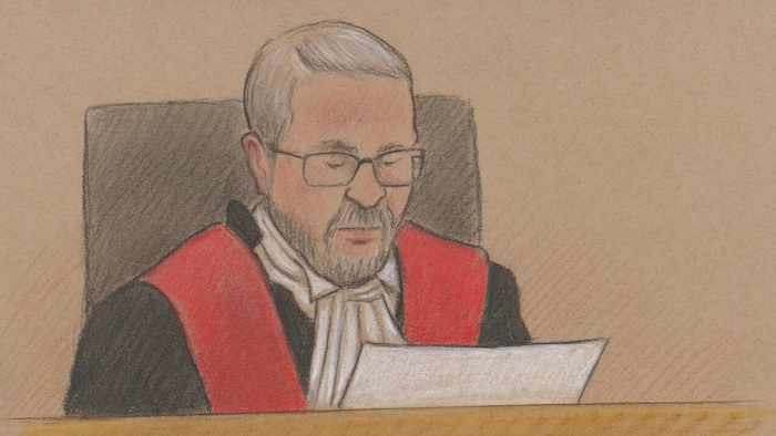 Un croquis du juge Richard Meredith.