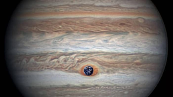 An image of Jupiter showing the Great Red Spot.