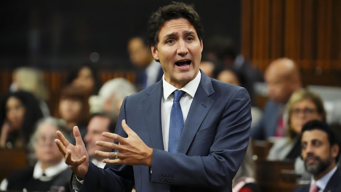 رئيس الحكومة الكندية جوستان ترودو متحدثاً في مجلس العموم.