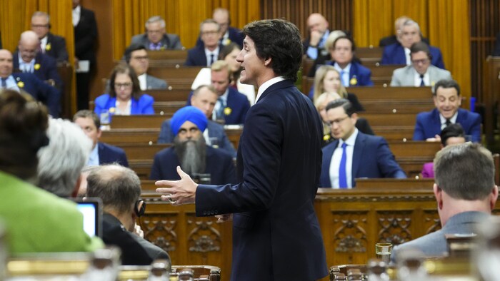 Justin Trudeau lors de la période de questions aux Communes le 18 avril.