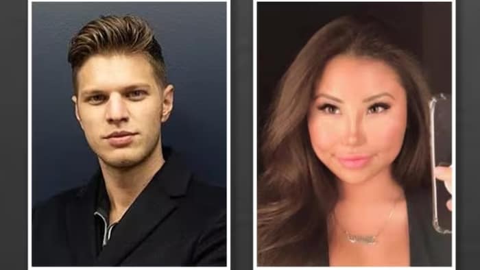 Les photos de police d'Oliver Karafa et de Lucy Li.