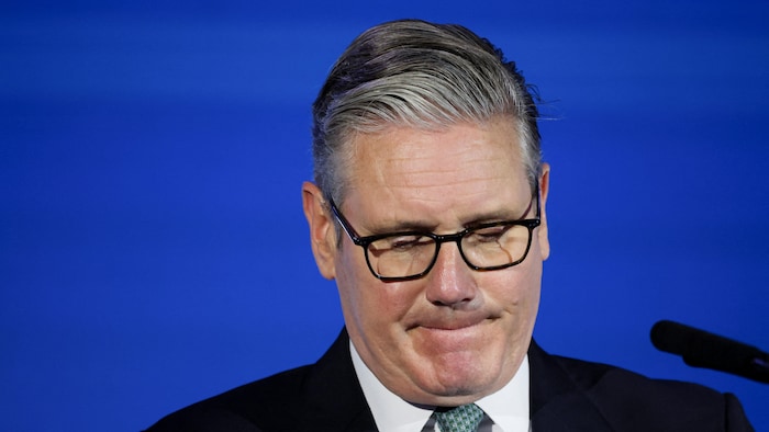 Le premier ministre britannique, Keir Starmer, réagit alors qu'il prononce un discours lors de la London Tech Week sur les projets du gouvernement visant à utiliser la technologie pour stimuler la croissance, le 8 juin 2026 à Londres.