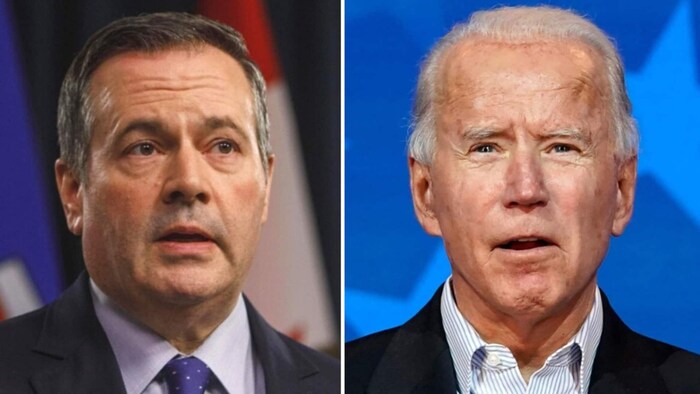De izquierda a derecha: Jason Kenney y Joe Biden.