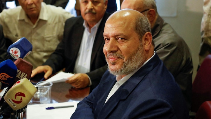 Khalil al-Hayya, membre du bureau politique du Hamas, participe à une conférence de presse à Damas, en Syrie, le 19 octobre 2022. 