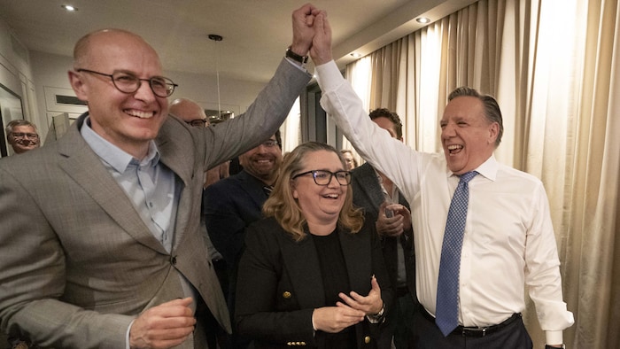 Martin Koskinen, Brigitte Legault et François Legault.