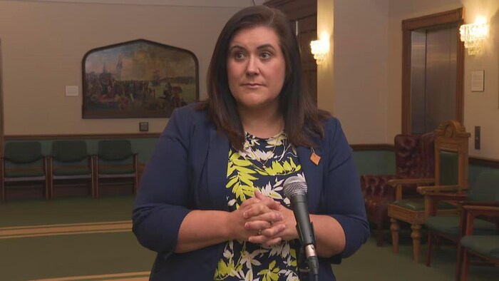 Krista Lynn Howell donne un point de presse.