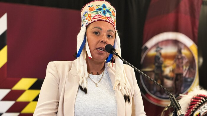 Kyra Wilson en conférence de presse, le 29 mai 2025.