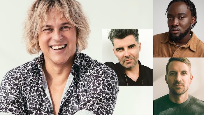 Collage de portraits des quatre hommes.