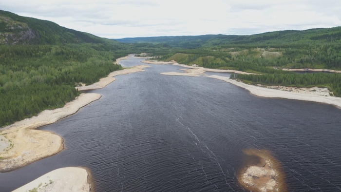Vue aérienne du réservoir Pimuakan.