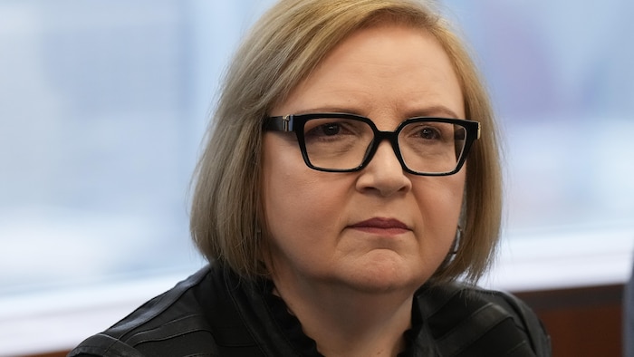 Lana Payne en point de presse à Toronto, le 31 janvier 2025.