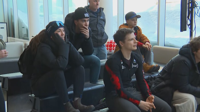Laurie Cayer, Antoine Roger et Zachary Després, partenaires d'entraînement de Valérie Maltais.
