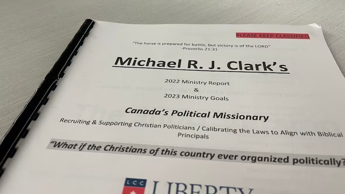 In a document marked 'please keep classified' that was obtained by CBC News, Liberty Coalition Canada says its ultimate goal is 'the most powerful political disruption in Canadian history.' (Jonathan Montpetit/CBC)