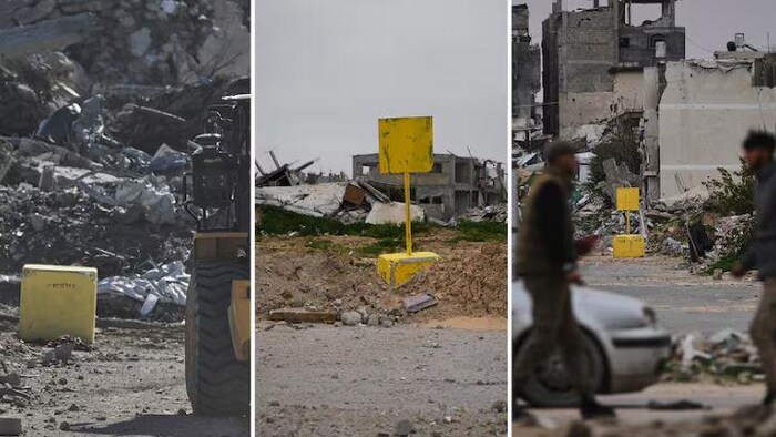 Des blocs jaunes dans un quotidien gris.