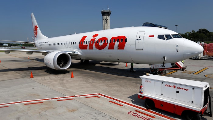 Un avion Boeing 737 Max du transporteur aérien Lion Air est stationné sur le tarmac de l'aéroport international de Jakarta en Indonésie.