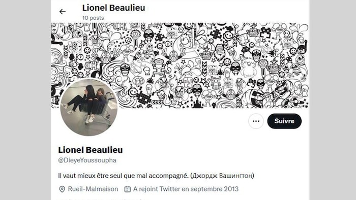 Capture d'écran du profil de Lionel Beaulieu sur le réseau social X. 