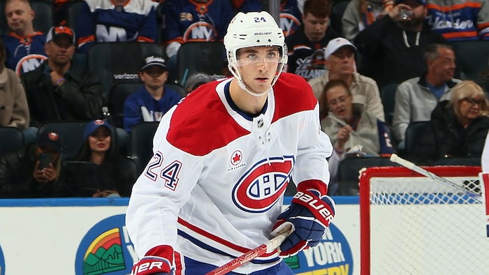 Logan Mailloux dans un match contre les Islanders de New York en octobre 2024.