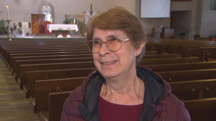 Louise Hébert Saindon dans la paroisse de la Cathédrale de Saint-Boniface, le 21 mars 2025.