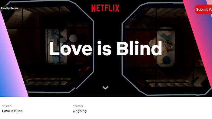 Une capture d'écran de l'émission « Love is Blind » sur le site de Netflix.