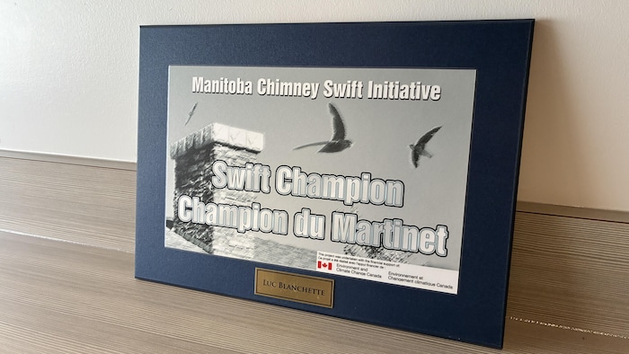 Un diplôme papier de "Champion du Martinet", décerné par Initiative martinet ramoneur Manitoba, et attribué à Luc Blanchette.